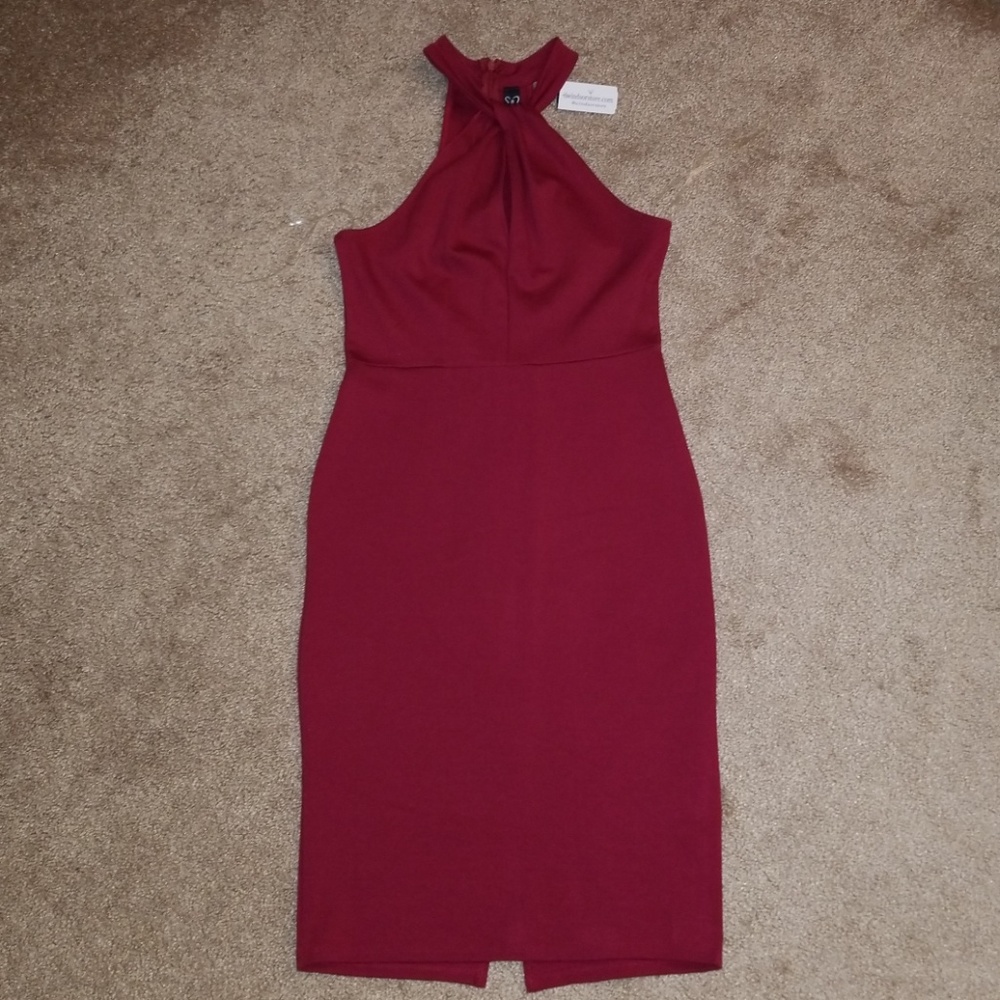 Windsor burgundy halter bodycon dress